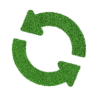 icono de actualización hecho de hierba verde aislado en un archivo png de fondo transparente.