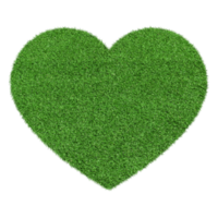 Heart icon made from Green grass isolated on transparent background PNG file.