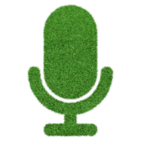 mikrofon ikon tillverkad från grön gräs isolerat på transparent bakgrund png fil.