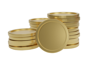 3d rendering. Stack of dollar coins isolated on transparent background PNG file.