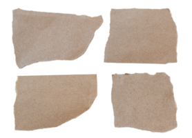 Set of Brown ripped piece of paper isolated on transparent background PNG file