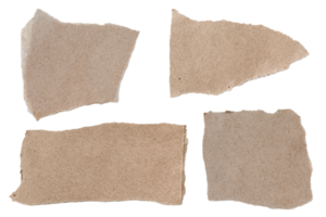 Set of Brown ripped piece of paper isolated on transparent background PNG file