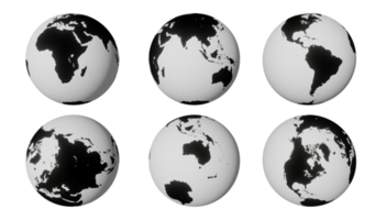 3d rendering, Planet Earth globe, isolated on transparent background - PNG format.