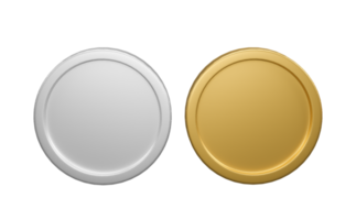 golden and silver coin isolated on transparent background - PNG format