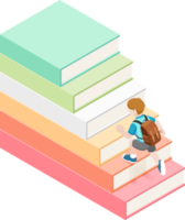 kid running on stack book png