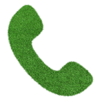 Phone receiver icon made from Green grass isolated on transparent background PNG file.