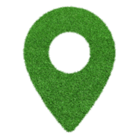 Pin point icon made from Green grass isolated on transparent background PNG file.