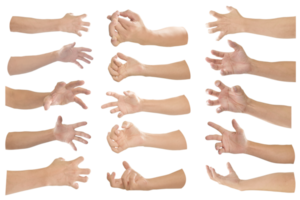 Collection of hand with finger bent isolated on transparent background PNG file