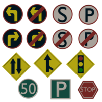 3d rendering set of road sign perfect for design project png