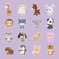 muñecas de diseño de varios animales vector