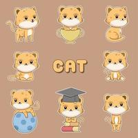 vector illustration cute cat for mascot or sticker