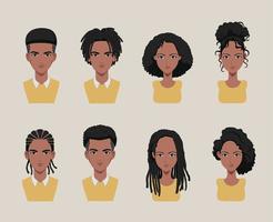 black skin hair style vector