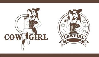 logotipo visual que la vaquera puede usar para etiqueta o pegatina vector