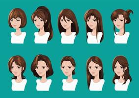 avatar hair style woman 45 degree view vector