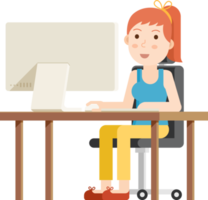 Woman playing computer flat illustrations png