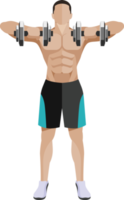 weight exercises people flat color png