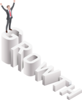 Business man standing on text growth png