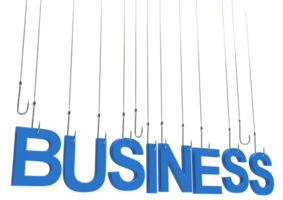 BUSINESS text hanging on a fishing hook png