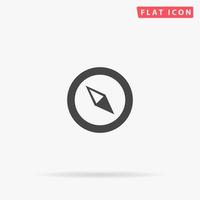 Compass. Simple flat black symbol with shadow on white background. Vector illustration pictogram