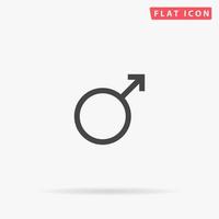 Male sex icon. Simple flat black symbol with shadow on white background. Vector illustration pictogram