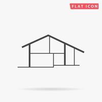 Modern house. Simple flat black symbol with shadow on white background. Vector illustration pictogram