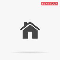 Small house. Simple flat black symbol with shadow on white background. Vector illustration pictogram