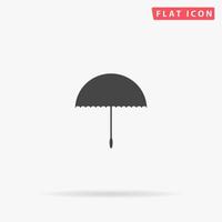 Simple Umbrella. Simple flat black symbol with shadow on white background. Vector illustration pictogram
