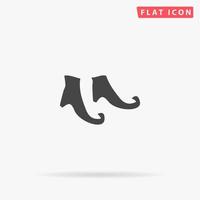 Witch boots. Simple flat black symbol with shadow on white background. Vector illustration pictogram