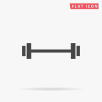 Simple Barbell. Simple flat black symbol with shadow on white background. Vector illustration pictogram