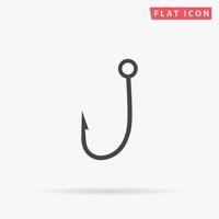 Fishing Hook. Simple flat black symbol with shadow on white background. Vector illustration pictogram