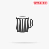 Empty beer mug. Simple flat black symbol with shadow on white background. Vector illustration pictogram