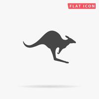 Kangaroo. Simple flat black symbol with shadow on white background. Vector illustration pictogram