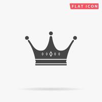 Crown. Simple flat black symbol with shadow on white background. Vector illustration pictogram