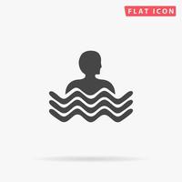 Swimming pool. Simple flat black symbol with shadow on white background. Vector illustration pictogram