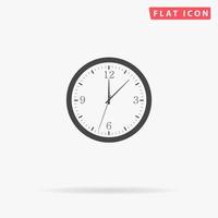 Time and Clock. Simple flat black symbol with shadow on white background. Vector illustration pictogram