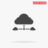 Cloud computing concept. Simple flat black symbol with shadow on white background. Vector illustration pictogram