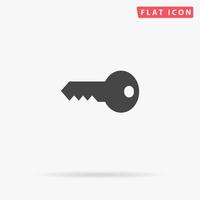 Key . Simple flat black symbol with shadow on white background. Vector illustration pictogram