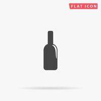 Bottle of alcohol. Simple flat black symbol with shadow on white background. Vector illustration pictogram