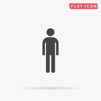 Simple Man. Simple flat black symbol with shadow on white background. Vector illustration pictogram