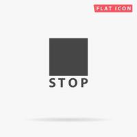 Stop button. Simple flat black symbol with shadow on white background. Vector illustration pictogram