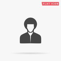 Hippi man. Simple flat black symbol with shadow on white background. Vector illustration pictogram