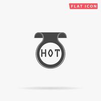 Bookmark with Hot message. Simple flat black symbol with shadow on white background. Vector illustration pictogram