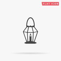 Lantern. Simple flat black symbol with shadow on white background. Vector illustration pictogram