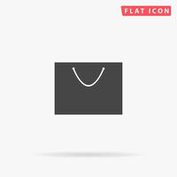 Simple shopping bag. Simple flat black symbol with shadow on white background. Vector illustration pictogram