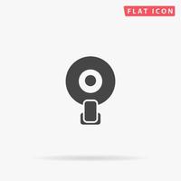 Web camera. Simple flat black symbol with shadow on white background. Vector illustration pictogram