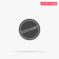 Discount Badge Label or Sticker. Simple flat black symbol with shadow on white background. Vector illustration pictogram