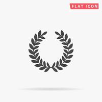 Laurel victory wreath. Simple flat black symbol with shadow on white background. Vector illustration pictogram