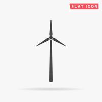 Windmill. Simple flat black symbol with shadow on white background. Vector illustration pictogram