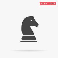 Chess knight. Simple flat black symbol with shadow on white background. Vector illustration pictogram