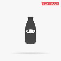 Milk bottle. Simple flat black symbol with shadow on white background. Vector illustration pictogram